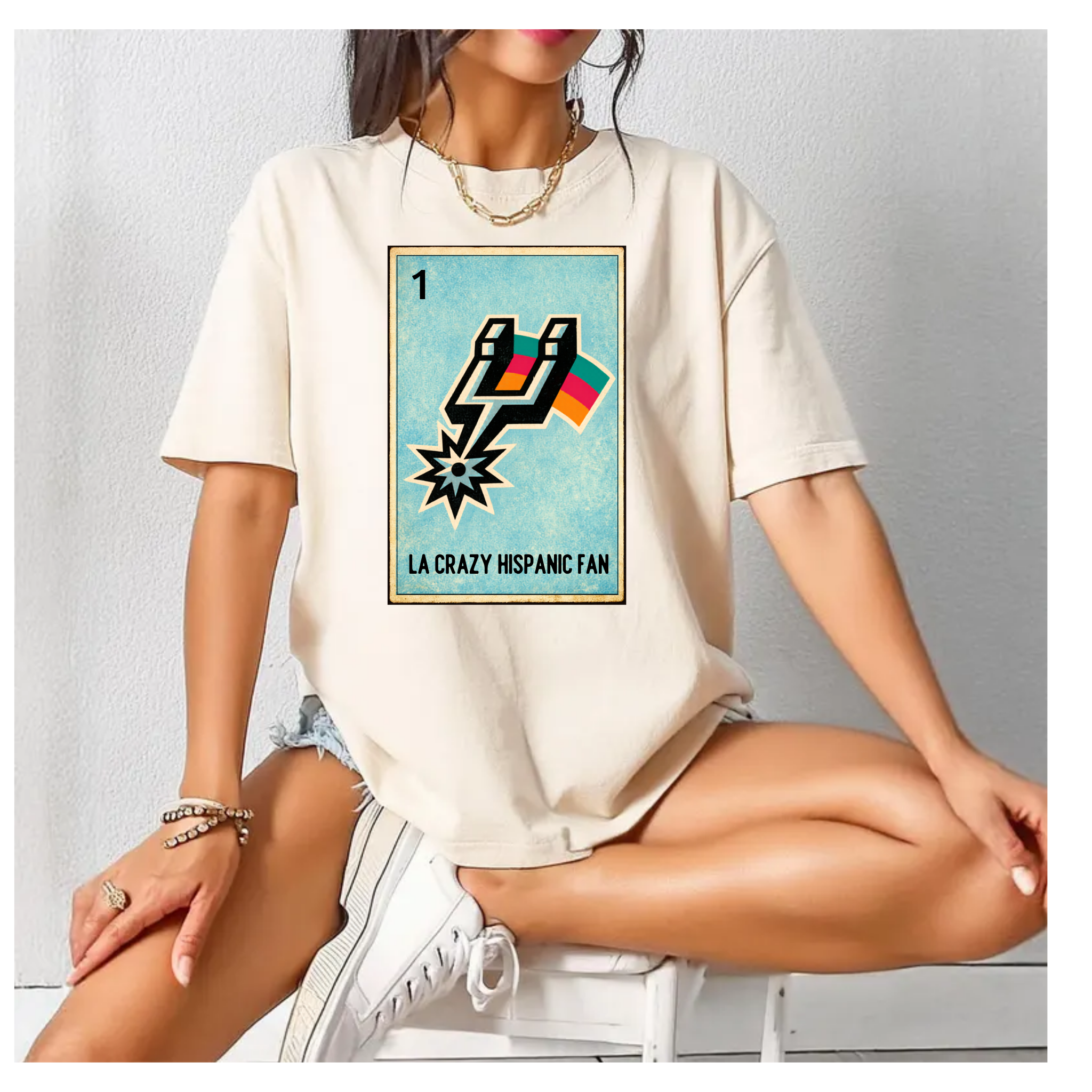 T-Shirt — La Crazy Hispanic Fan Lotería Card Graphic